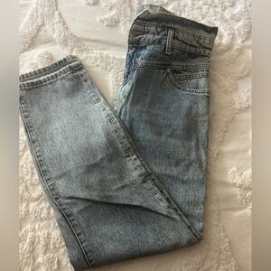 MNG Ladies Jeans Blue Denim High Waist Wide Leg US6 Zip Fastening